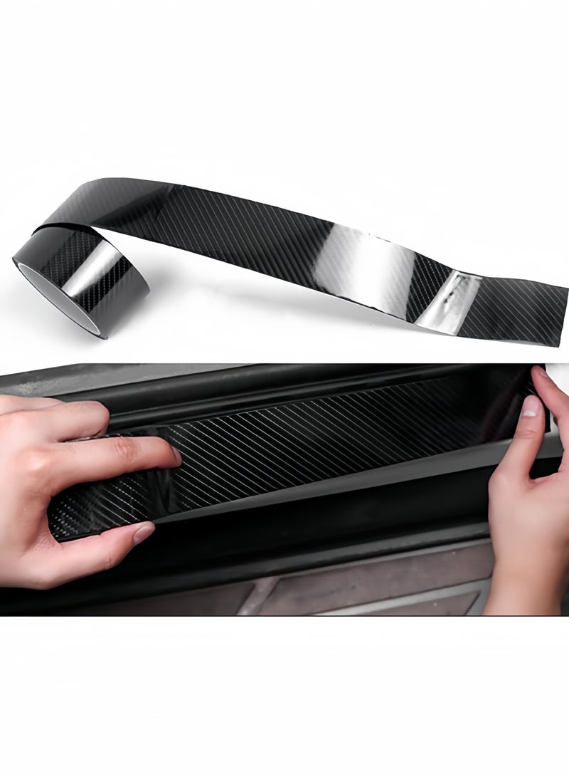 ملصق من ألياف الكربون، حافة باب السيارة لحماية حافة الباب، طبقة تغليف من الفينيل 5D من ألياف الكربون، شريط حماية الطلاء الممتص للصدمات، لوحة مضادة للتآكل، غطاء مضاد للتصادمات والخدش مناسب لمعظم السيارات (7 سم * 3 متر) - Image 2