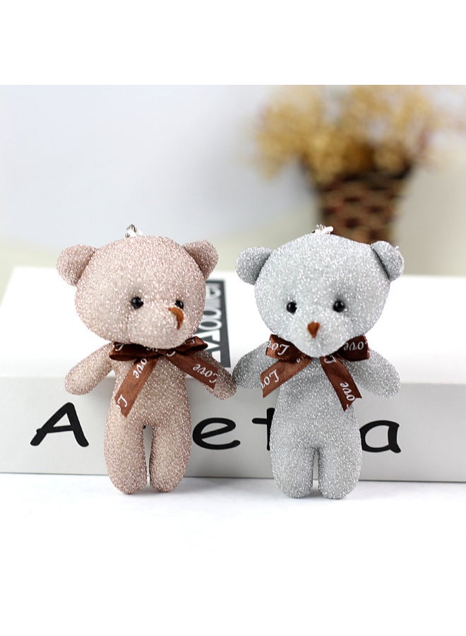 إسكدنيا دمية دب من القطيفة على شكل فيونكة حريرية لامعة حقيبة دمية تيدي صغيرة إكسسوارات ملابس دمية دب ملتصقة - اللون: أصفر - الارتفاع: 12 سم (دب ساطع) - Image 5