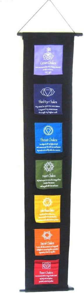 OMA OMA 7 Chakra Meditation Wall Hanging Banner Prayer Flag Tibetian Buddhist Healing Balance Hanging  Large 60 Long  - Image 1