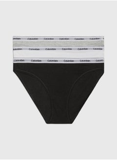 CALVIN KLEIN Women's 3 Pack Low Rise Bikini Briefs -  cotton stretch blend, Black  - Image 1