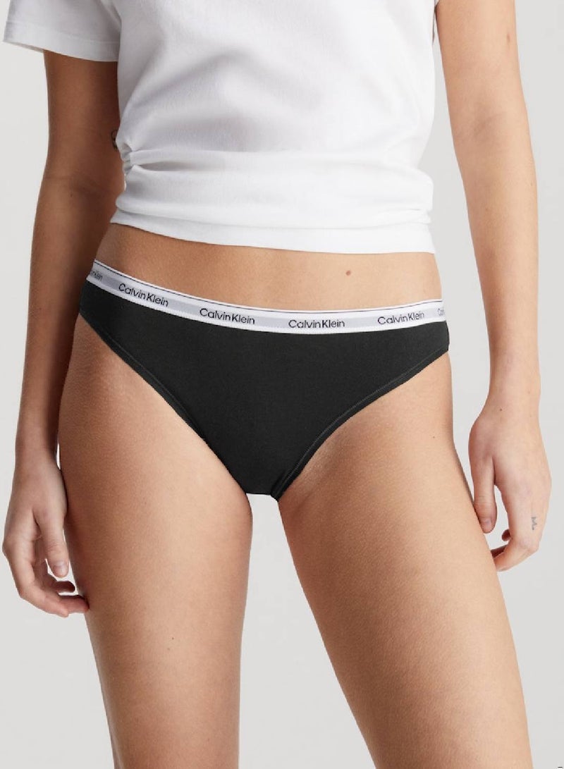 كالفن كلاين طقم سراويل داخلية بيكيني بخصر منخفض من مزيج القطن المطاطي من مجموعة إنتينس باور للنساء مكون من 3 قطع - أسود - Image 1