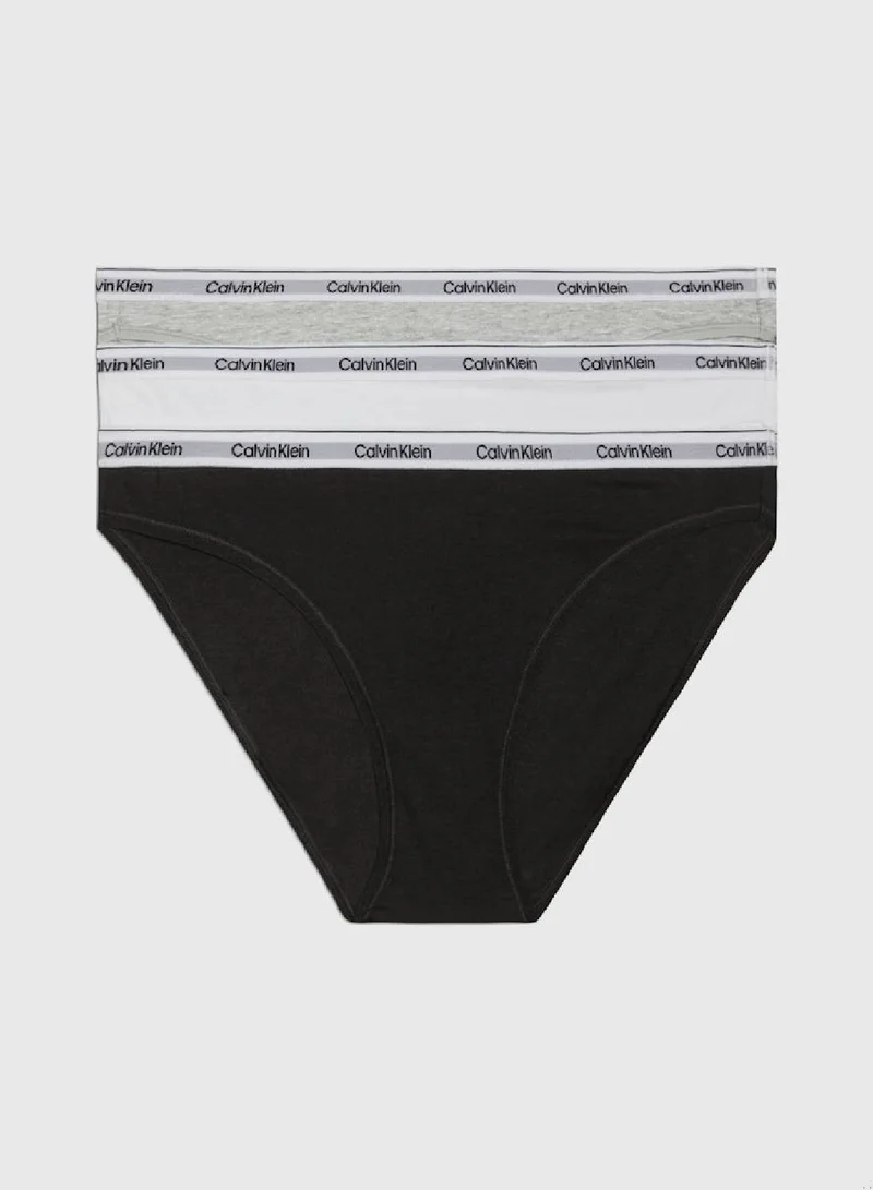 CALVIN KLEIN Women's 3 Pack Low Rise Bikini Briefs -  cotton stretch blend, Black