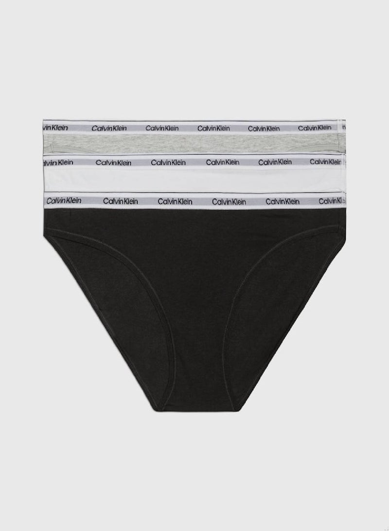 كالفن كلاين طقم سراويل داخلية بيكيني بخصر منخفض من مزيج القطن المطاطي من مجموعة إنتينس باور للنساء مكون من 3 قطع - أسود - Image 2