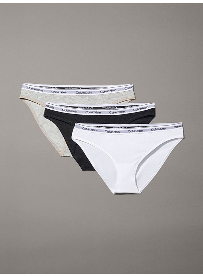 CALVIN KLEIN Women's 3 Pack Low Rise Bikini Briefs -  cotton stretch blend, Black - Image 1