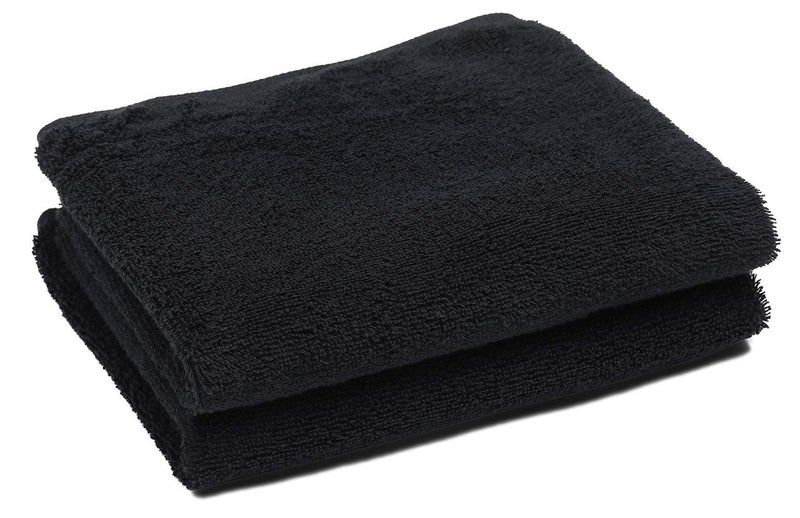 PERFEHAIR Black Salon Towels (2-Pack, 16 X 27 Inches)-Barber Hand Cotton Towel for Gym, Bath, Spa, Shaving, Shampoo - Image 1