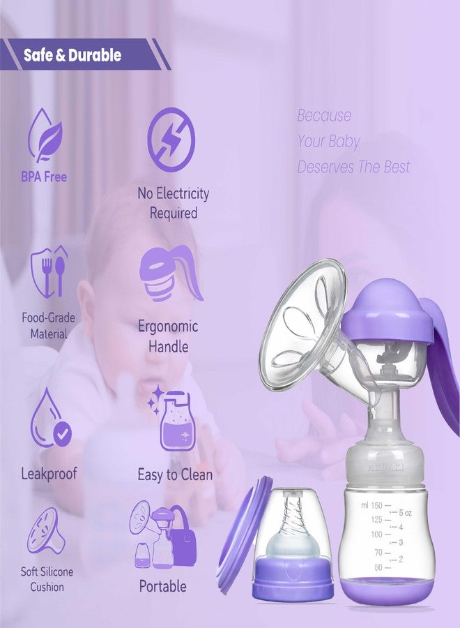 ARDAKI Breast Pump for Feeding Mothers, 3 Level Suction Adjustment, Flexible Silicone Massage Cushion & Ergonomic Handle for Easy & Painless Breast Milk Expression, Manual Breast Pump, BPA Free - Image 5