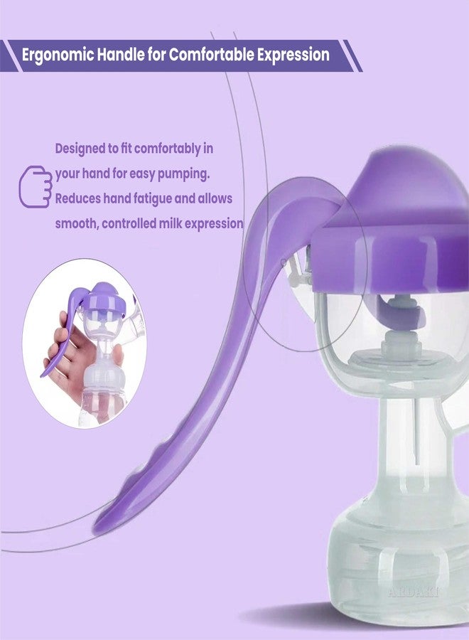 ARDAKI Breast Pump for Feeding Mothers, 3 Level Suction Adjustment, Flexible Silicone Massage Cushion & Ergonomic Handle for Easy & Painless Breast Milk Expression, Manual Breast Pump, BPA Free - Image 4