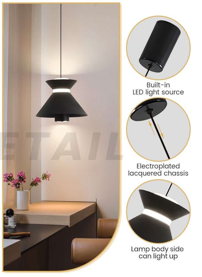 YATAI LIGHTING Modern LED Pendant Light Fixture, 10W Adjustable Conical Pendant  , Dimmable 3000K-6000K for Kitchen/Bedroom/Living Room, Black  - Image 4