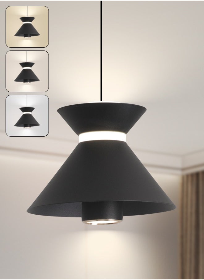 YATAI LIGHTING Modern LED Pendant Light Fixture, 10W Adjustable Conical Pendant  , Dimmable 3000K-6000K for Kitchen/Bedroom/Living Room, Black  - Image 1