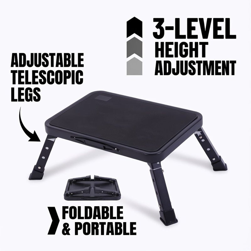 Foldable Stepladder Black Metal Stable Platform Non Slip Multi Purpose Thickened Steel Indoor Outdoor - Image 3