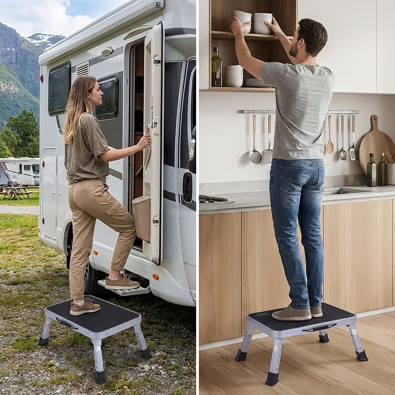 Foldable Stepladder Black Metal Stable Platform Non Slip Multi Purpose Thickened Steel Indoor Outdoor - Image 4