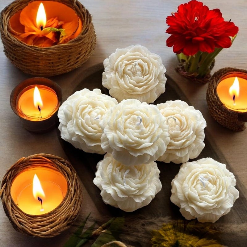 SCIIAN White Rose Candle Pack of 2 Scented Candle Candles for Home Decor Candle for Gift Set Decorative Candles Candles for Diwali Diwali Gift Set Aesthetic Candles Aroma Candles