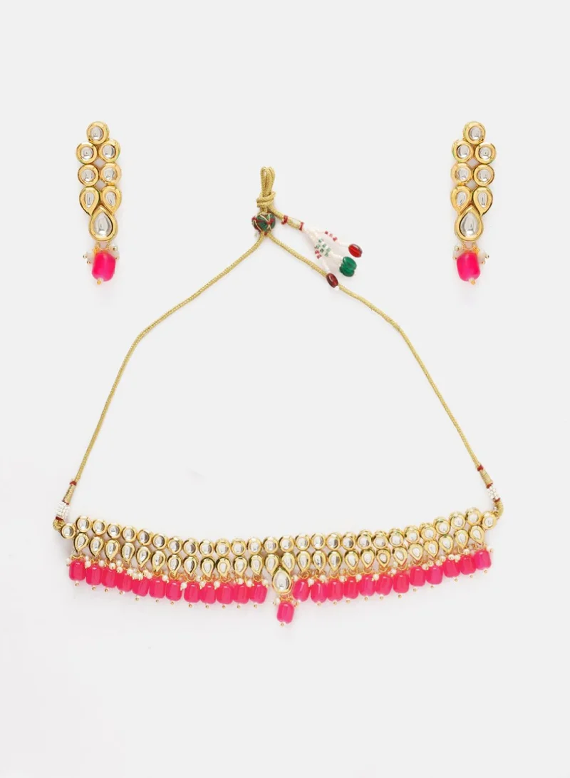 Priyaasi Kundan Stone Studded  Beaded Jewellery Set