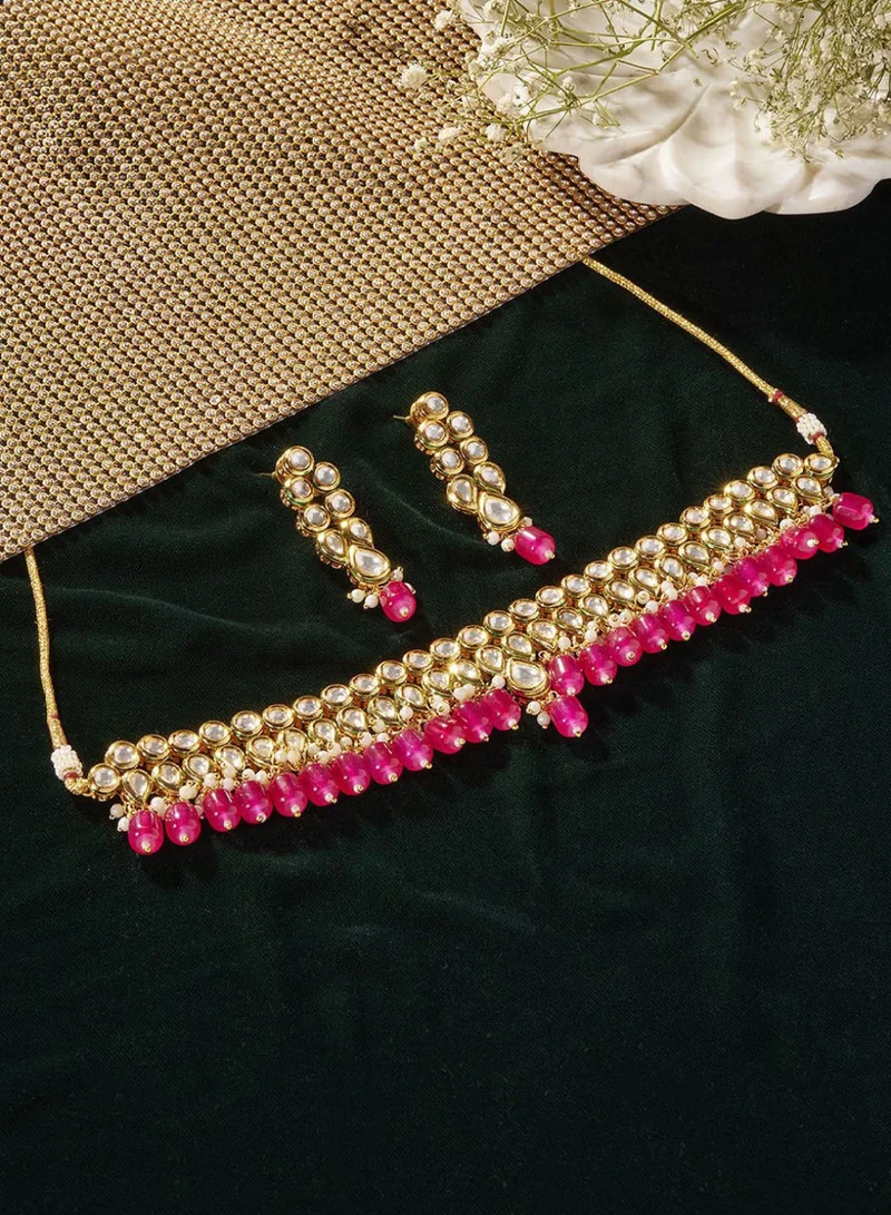 برياسي Kundan Stone Studded  Beaded Jewellery Set