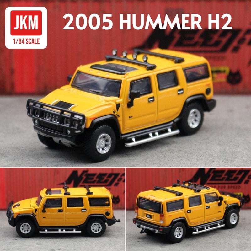 JKM Full alloy car toy 1:64 Hummer H2 Jeep off-road vehicle shock absorber static model decoration boxed Yellow 