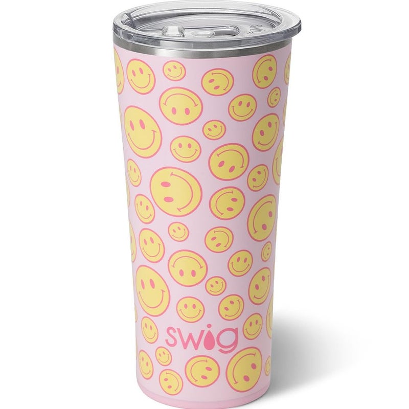 Swig Life 22oz Insulated Tumbler Travel Coffee Tumbler with Lid Cup Holder Friendly Travel Coffee Mug Stainless Steel Thermos Oh Happy Day