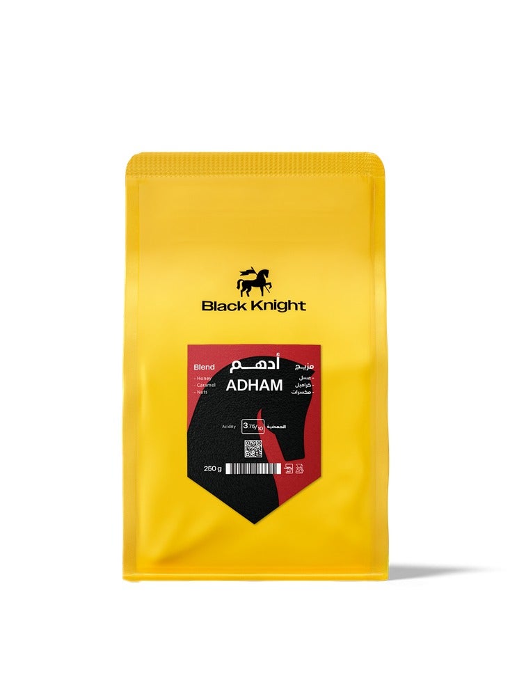 Black Knight Adham Espresso & Filter Blend Roasted Unground Coffee Beans for Specialty Coffee 250g with Thermos Mug  - Image 2