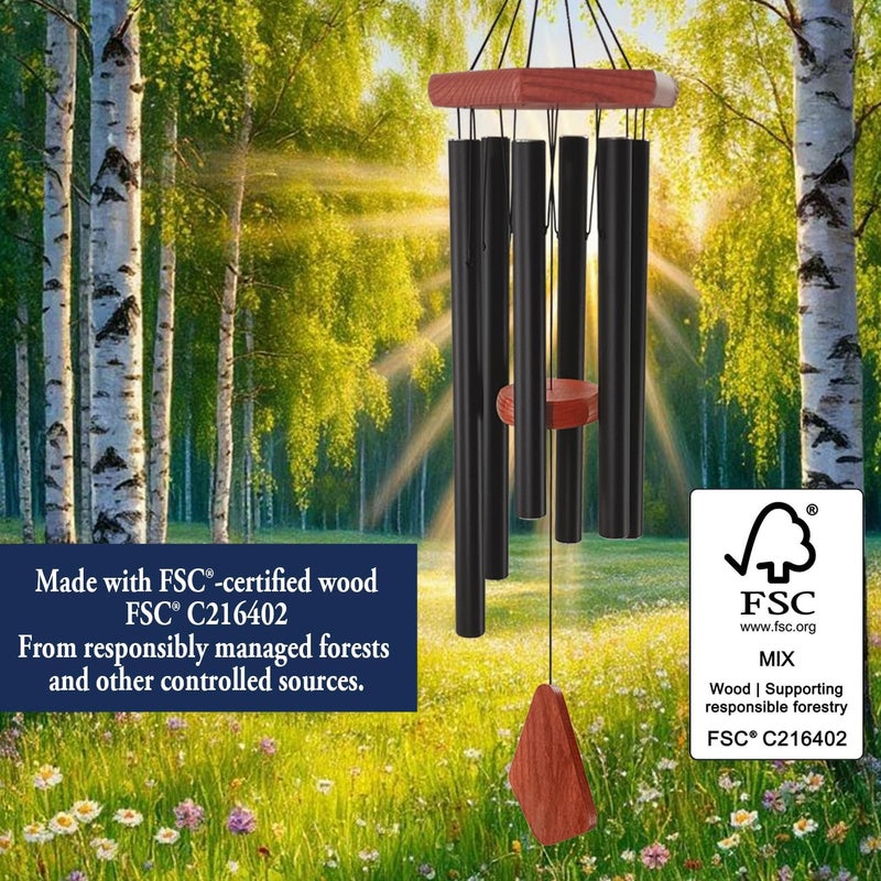 ASTARIN Wind Chimes for Outside, 30" Black Aluminium Wind Chime with Wind Catcher, Outdoor Garden Patio Decoration Windchimes, Classic Zen Gift for Men and Women - Image 4