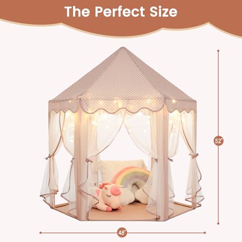 Wilwolfer Princess Castle Play Tent for Girls Large Kids Play Tents Hexagon Playhouse with Star Lights Toys for Children Indoor Games - Image 5