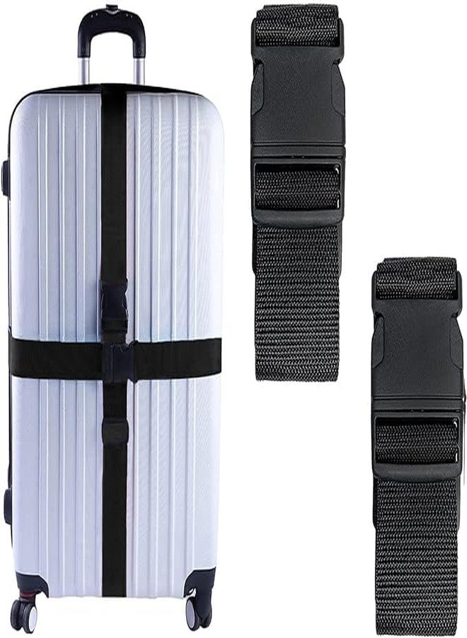 BASRI Luggage Belts for Travelling Bags and Trolleys, 2 inch Wide, Assorted Colours (Black, 2 Pack) - Image 1