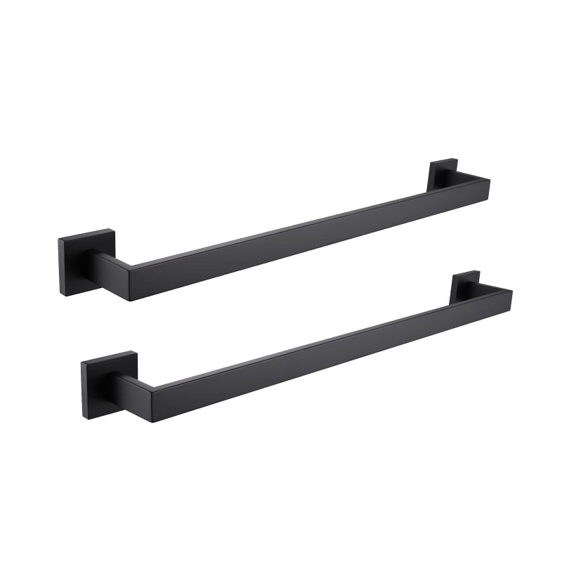 LANC 2 Pack Bath Towel Bars Matte Black 24Inch Bathroom Towel Rail Square Towel Racks Kitchen Towel Holders Stainless Steel Towel Rods Wall Mount Towel HangerA88046MB