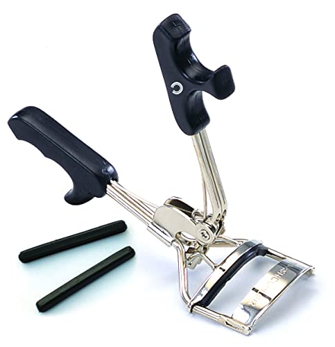 Basicare Professional Chrome Plated Eyelash Curler with NonSlip Plastic Grip Longlasting Lash Curls for All Eye Shapes Lash Curler Includes 2 Additional Rubber Pad Style 1121 - Image 1