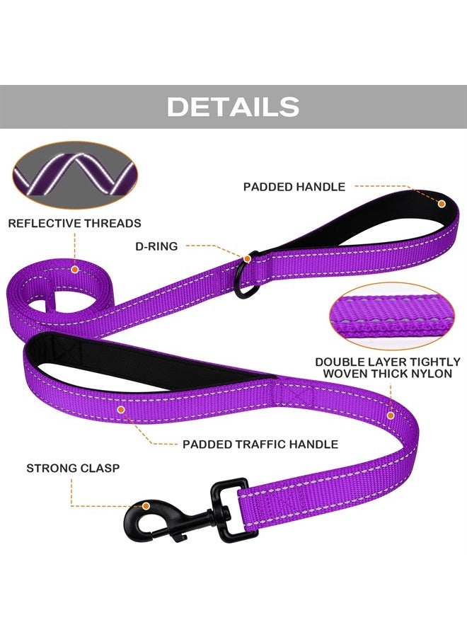Joytale Double Handle Dog Leash, Double-Sided Reflective Dog Leashes for Night Safety, Heavy Duty Leash for Large and Extra Large and Medium Breed Dogs Outside Walking,6FT,Purple - Image 2