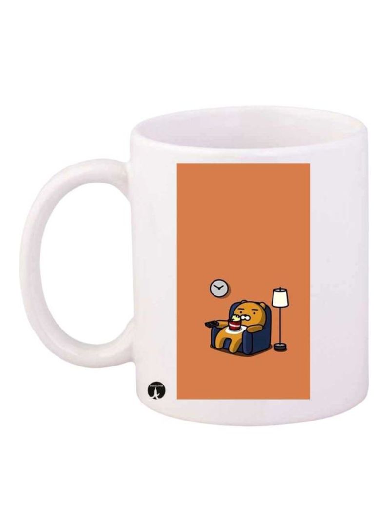 Bear Printed Mug White/Brown/Yellow Standard Size