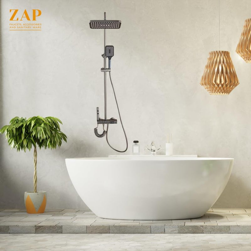 ZAP Elixir Series 7324 Thermostatic Shower Panel WallMount Shower Set with 4 Function Thermostatic Mixer Hot Cold Water Shower System Hand Shower Overhead Shower Health Faucet PVD Black - Image 3