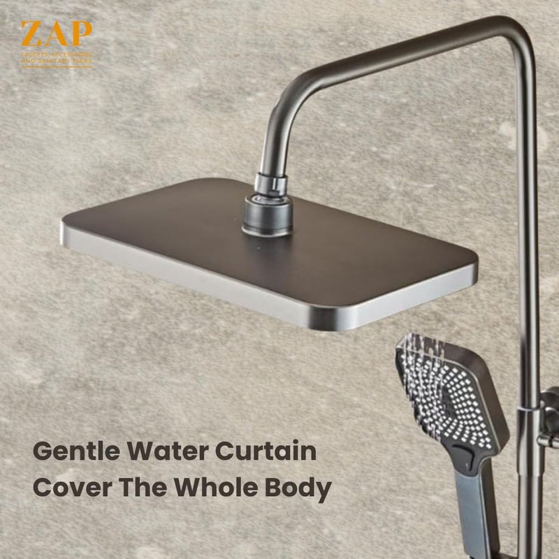 ZAP Elixir Series 7324 Thermostatic Shower Panel WallMount Shower Set with 4 Function Thermostatic Mixer Hot Cold Water Shower System Hand Shower Overhead Shower Health Faucet PVD Black - Image 2