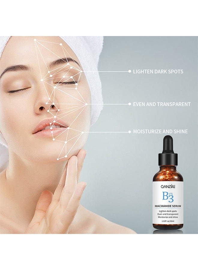 QANZIRE Vitamin B3 Niacinamide Serum, Niacinamide Face Serum for Women & Men, Skin Brightening Serum Face Care, Anti Aging Serum for Face, Dark Spot Remover Serum, Hydrating Serum, Even Skin Tone 30ml - Image 2