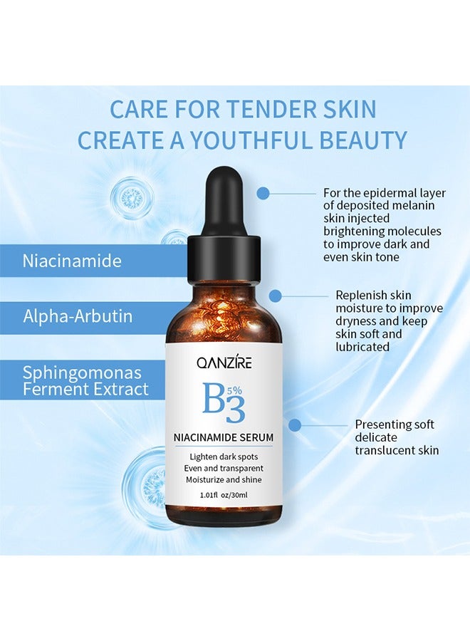 QANZIRE Vitamin B3 Niacinamide Serum, Niacinamide Face Serum for Women & Men, Skin Brightening Serum Face Care, Anti Aging Serum for Face, Dark Spot Remover Serum, Hydrating Serum, Even Skin Tone 30ml - Image 3