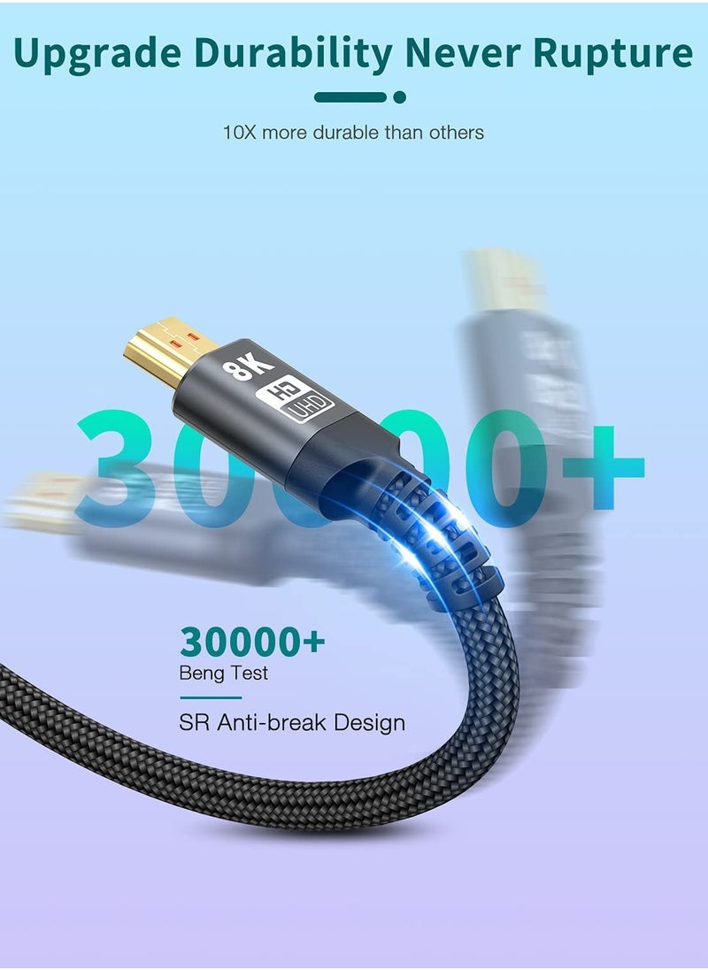 HDMI - 8K HDMI 2.1 Cable , Sweguard Ultra HD High Speed 48Gpbs 8K60 4K120 144Hz eARC HDR10 4:4:4 HDCP 2.2 & 2.3 Dolby Compatible with PS5/ Fire TV/Roku TV/Playstation 5/Xbox Series X/Samsung/Sony/LG - Image 1