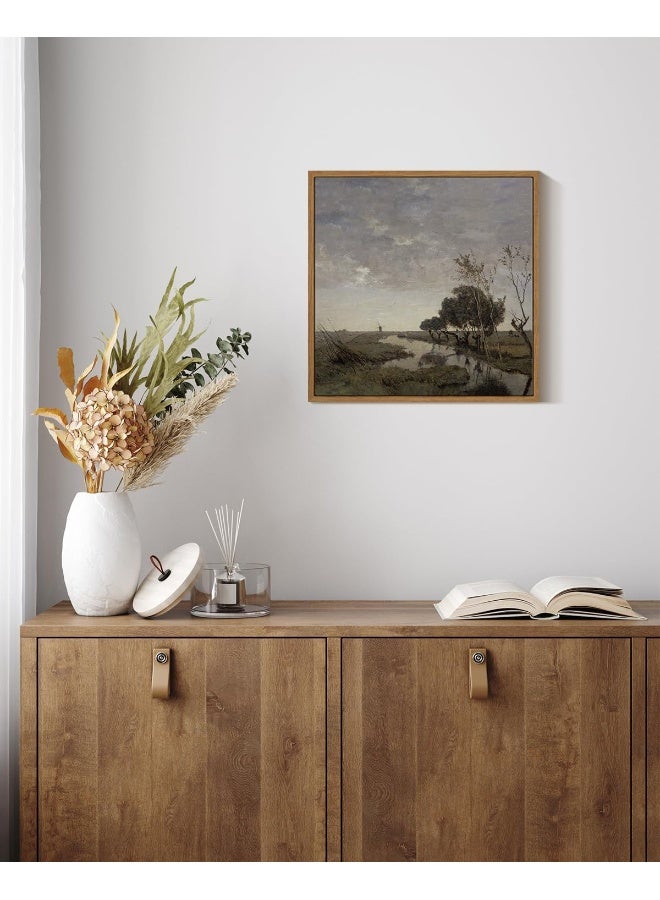 Home Trove Arpeotcy Framed Canvas Wall Art, 12-12 Inch, Natural Scenery Vintage Square Wall Decor For Living Room, Vintage Painting For Bedroom, Framed Art Prints, For Office  - Image 2