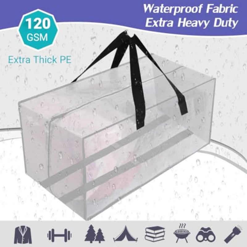 Heavy Duty Moving Bags, 8 Pack Clear Extra Large Organizer Storage Boxes With Backpack Straps Strong Handles and Zippers, Clothes Packing Pouches Reusable Foldable Oversize Moving Pockets - Image 5