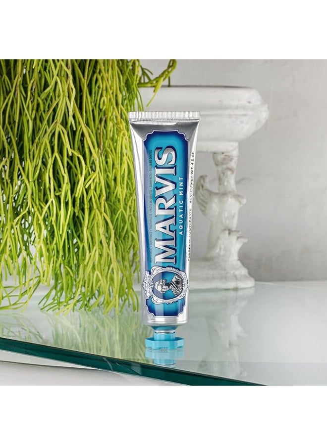 مارفيس معجون أسنان مارفيس بنكهة النعناع المائي، 3 × 85 مل. معجون أسنان عطري فريد يعزز صحة اللثة وانتعاشًا يدوم طويلًا، بنكهة النعناع المائي. - Image 4