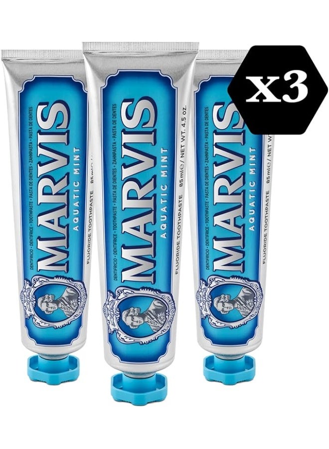 مارفيس معجون أسنان مارفيس بنكهة النعناع المائي، 3 × 85 مل. معجون أسنان عطري فريد يعزز صحة اللثة وانتعاشًا يدوم طويلًا، بنكهة النعناع المائي. - Image 2