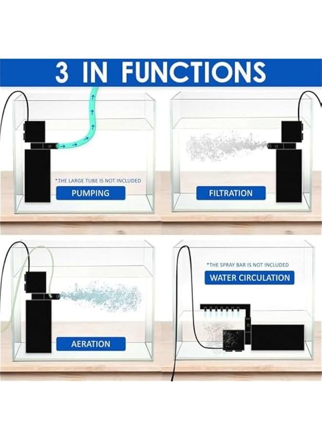 HOOKOR Aquarium Internal Filter for 15-40 Gallon Tanks, 8W Power Biochemical Sponge Fish Turtle Tank Filter, 160 GPH Submersible Aquarium Internal Filter Pump, for Fish, Turtle Tank, Pondr - Image 5