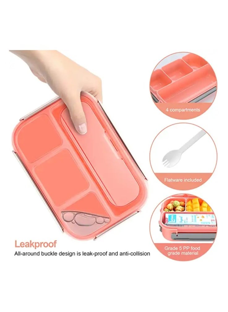 LA' PRECIOUS - Lunch Box for Adults and Kids 4 Compartment Lunch Box with Fork - Durable Perfect Size - Leak-Proof - Reusable - BPA Free and Freezer Safe Food Containers - Image 1