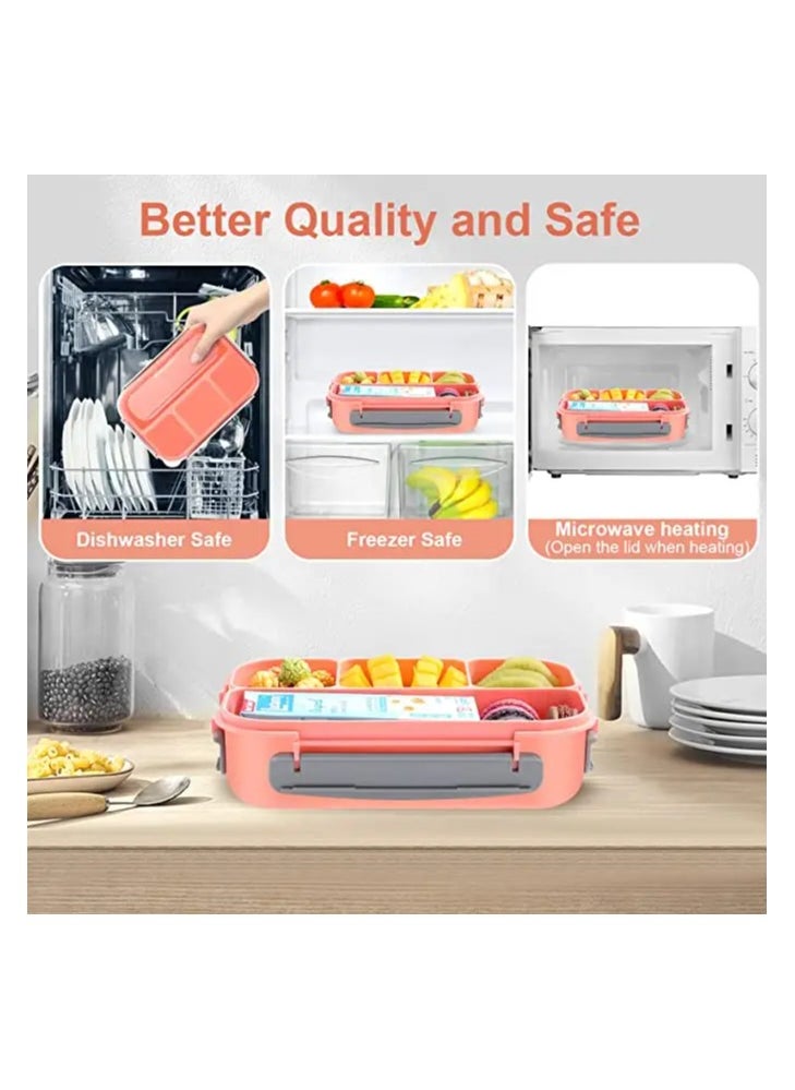 LA' PRECIOUS - Lunch Box for Adults and Kids 4 Compartment Lunch Box with Fork - Durable Perfect Size - Leak-Proof - Reusable - BPA Free and Freezer Safe Food Containers - Image 1