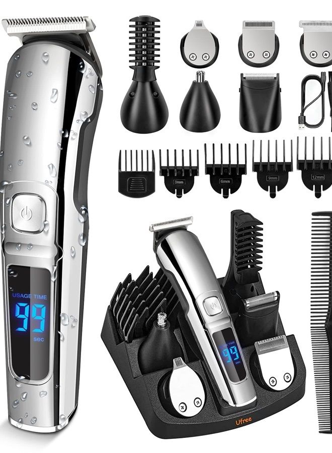 UFREE مقص لحية للرجال، ماكينة حلاقة كهربائية مقاومة للماء، مجموعة العناية باللحية، مقص شعر الشارب، مقص شعر الأنف، ماكينة حلاقة الجسم، ماكينة حلاقة لاسلكية للرجال، هدايا للرجال والآباء - Image 1