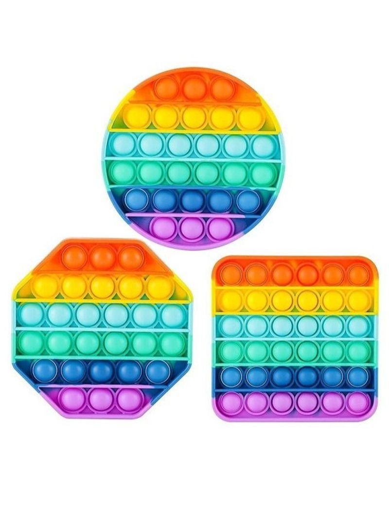NIBEMINENT 3pcs Rainbow Push Pop it Silicone Sensory Fidget Toy Set