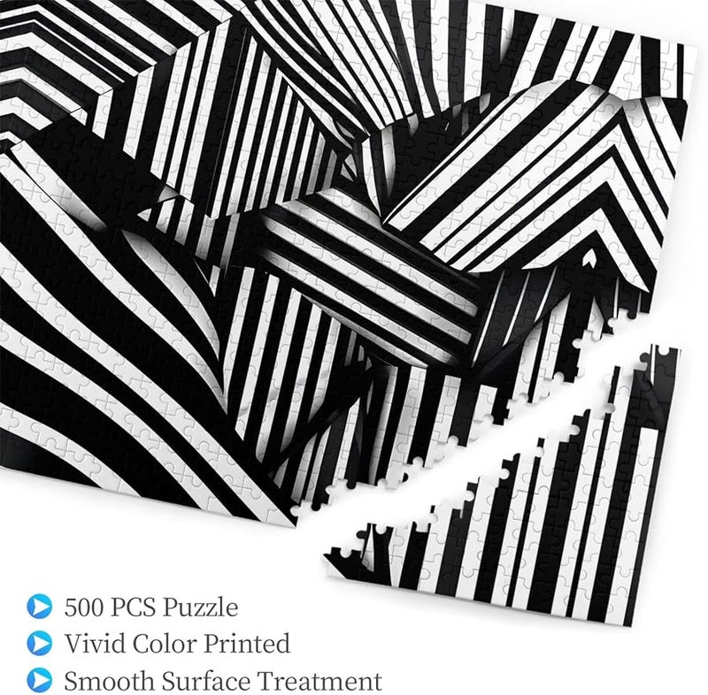 Phayah Black White Geometric Jigsaw Puzzle 500 Pieces Adults Home Decor Gift - Image 3