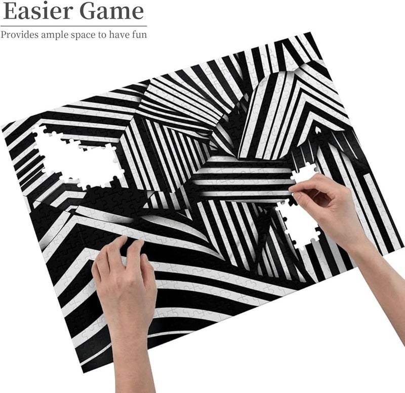 Phayah Black White Geometric Jigsaw Puzzle 500 Pieces Adults Home Decor Gift - Image 4