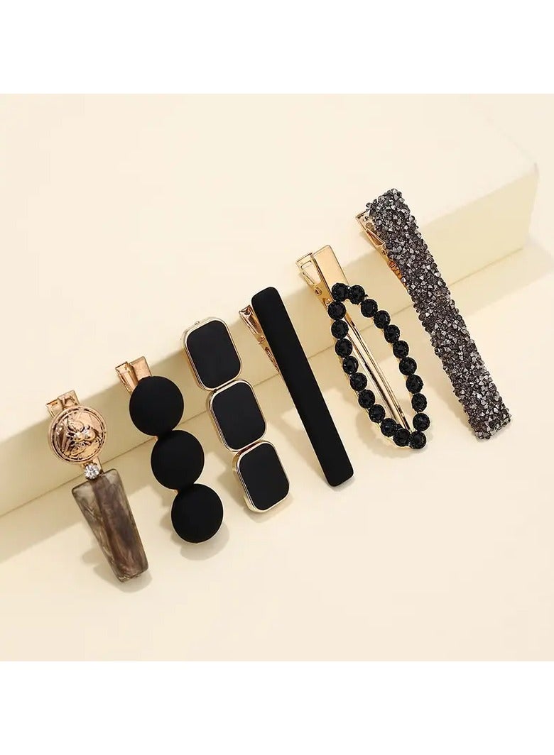 Goolsky 6pcs Zircon Embossed Hair Clips - Strong Hold & Stylish Hair Accessories for Beach, Daily & Party Looks - Image 1