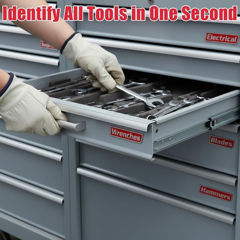 Magnetic Toolbox Label (12-piece set) 3D Printed Drawer Magnet Toolbox Signage, Quick Identification Cabinet Finishing Reusable Label, Black - Image 5