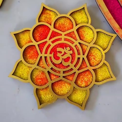 TOTA Rangoli Colour Stencils – 4X4 inch Each | Set of 6 MDF Rangoli Stencils for Door Entrance | Reusable 3D Readymade Rangoli Mats for Floor Diwali Decoration Home Navratri Pongal Onam Chhat Puja - Image 5