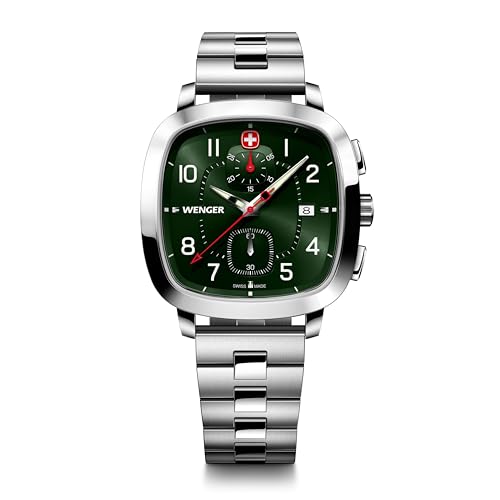 WENGER Vintage Sport Chrono | Swiss-Made Men's Chronograph Wrist Watch | Squircle Case with Green Dial, Analog Quartz Movement, 40 mm, 50M Water Resistant | 01.1933.112 - Image 1