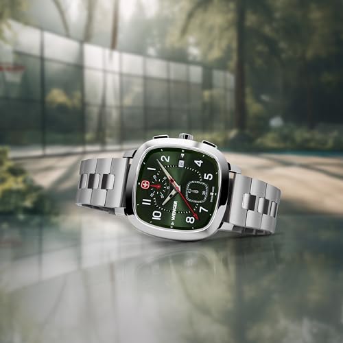 WENGER Vintage Sport Chrono | Swiss-Made Men's Chronograph Wrist Watch | Squircle Case with Green Dial, Analog Quartz Movement, 40 mm, 50M Water Resistant | 01.1933.112 - Image 2