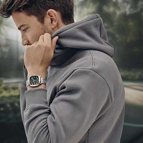 WENGER Vintage Sport Chrono | Swiss-Made Men's Chronograph Wrist Watch | Squircle Case with Green Dial, Analog Quartz Movement, 40 mm, 50M Water Resistant | 01.1933.112 - Image 3